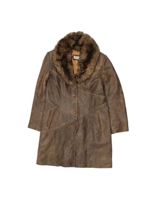 Vintage Leather Coat It 42 Medium In Grey
