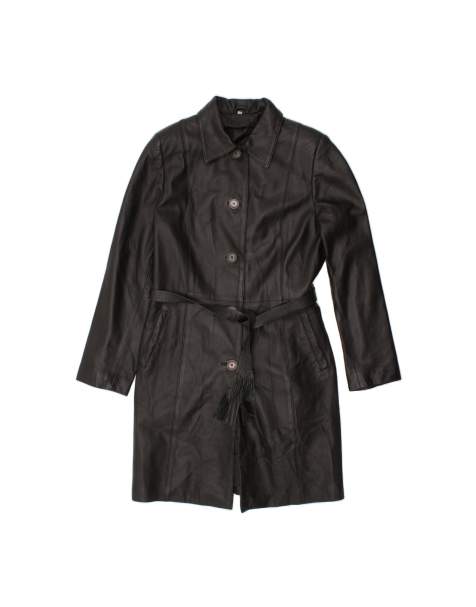 Vintage Leather Coat It 44 Medium In Black - view 1