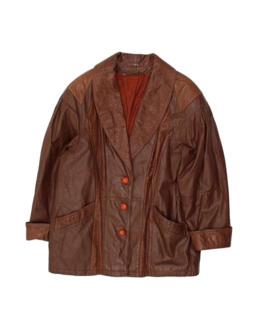 Vintage Leather Coat It 44 Medium In Brown