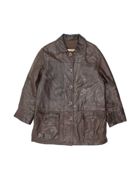 Vintage Leather Coat It 44 Medium In Brown - view 1