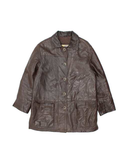Vintage Leather Coat It 44 Medium In Brown