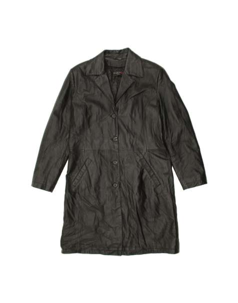 Vintage Leather Coat It 46 Large In Black - view 1