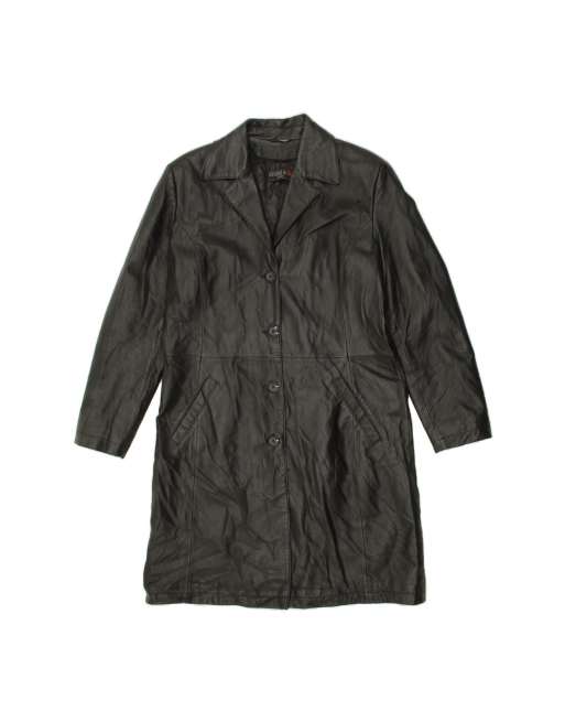 Vintage Leather Coat It 46 Large In Black