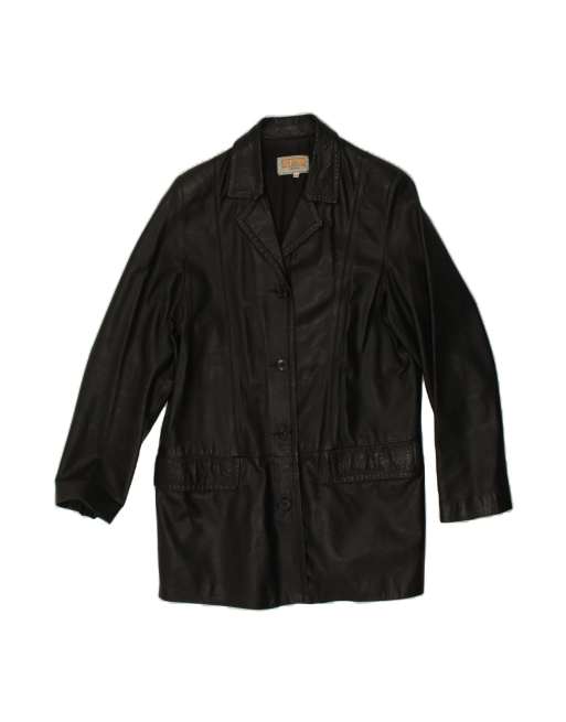 Vintage Leather Coat It 46 Large In Black