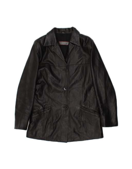 Vintage Leather Coat It 46 Large In Black