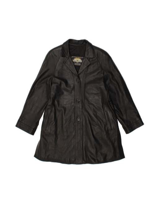 Vintage Leather Coat It 46 Large In Black