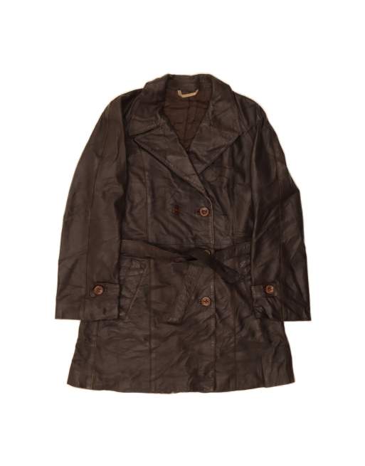 Vintage Leather Coat It 46 Small In Brown