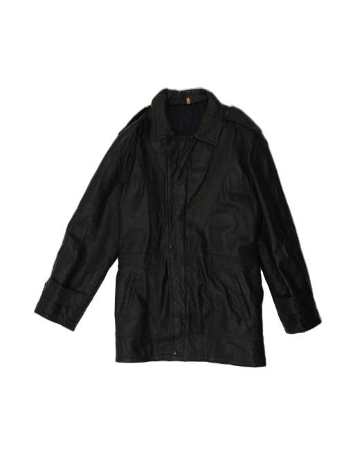 Vintage Leather Coat It 48 Medium In Black