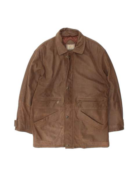 Vintage Leather Coat It 48 Medium In Brown - view 1