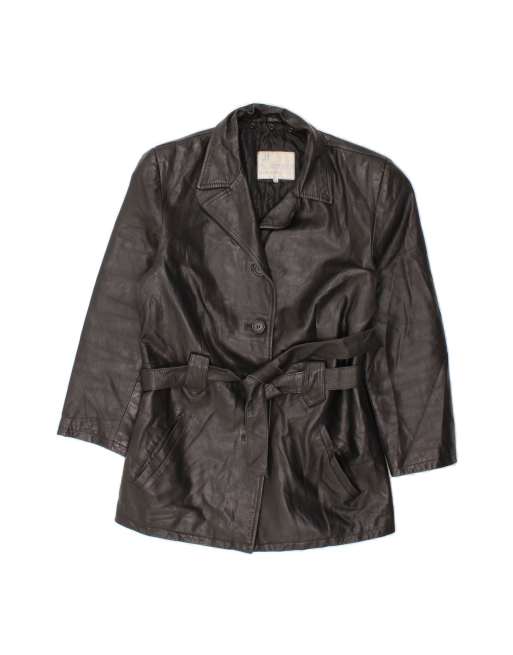 Vintage Leather Coat It 48 XL In Black