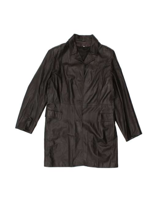 Vintage Leather Coat It 48 XL In Black