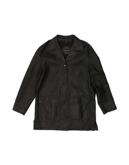 Vintage Leather Coat It 48 XL In Black