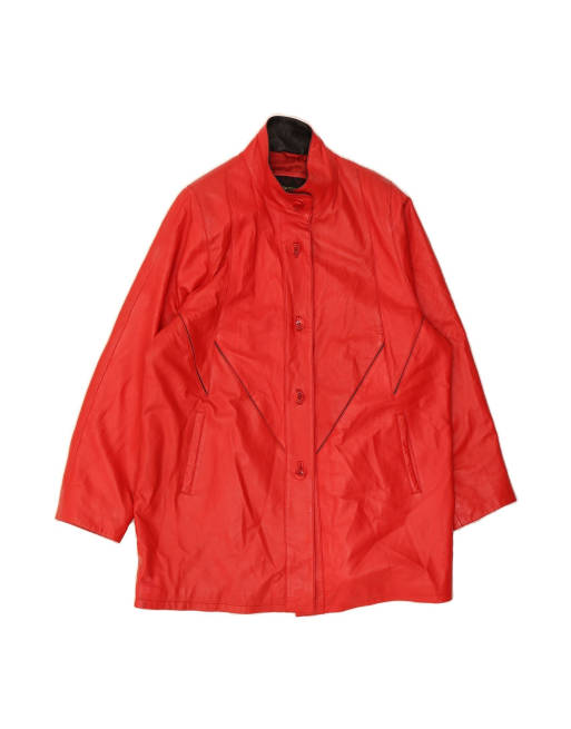 Vintage Leather Coat It 48 XL In Red