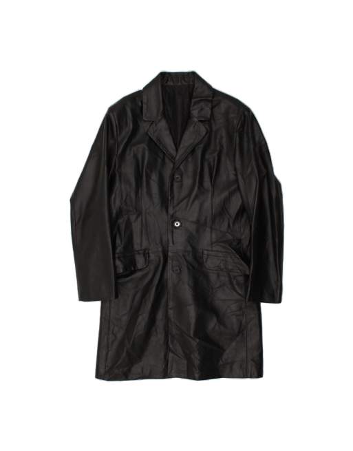 Vintage Leather Coat It 50 Large In Black
