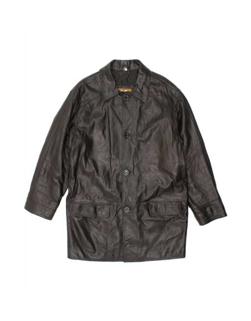 Vintage Leather Coat It 50 Large In Brown