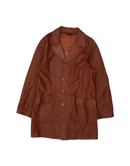 Vintage Leather Coat It 50 Large In Brown