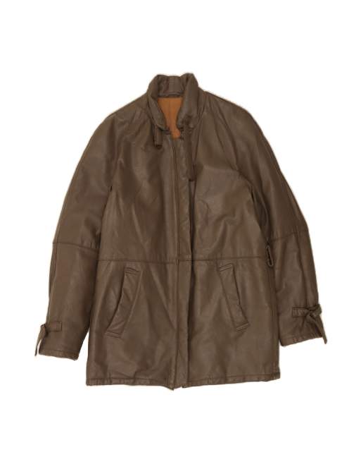 Vintage Leather Coat It 50 XL In Brown