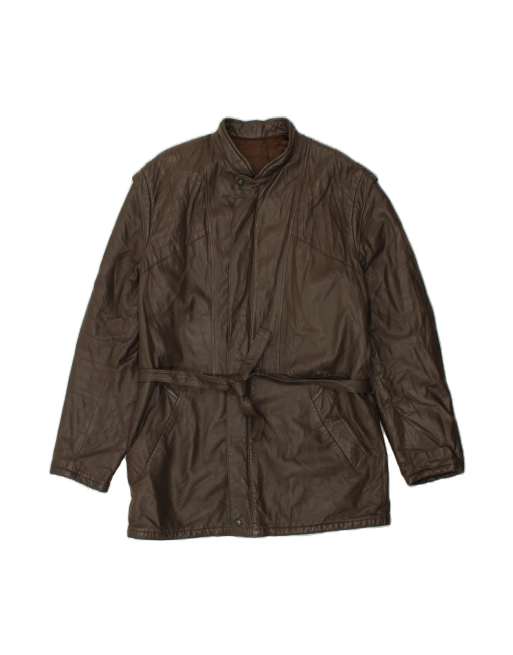 Vintage Leather Coat It 52 XL In Brown