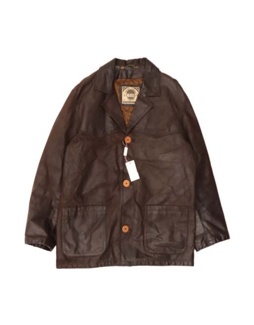 Vintage Leather Coat It 52 XL In Brown