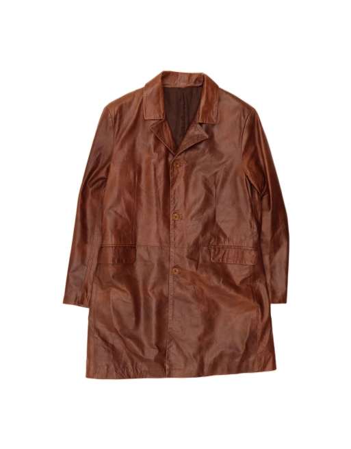 Vintage Leather Coat It 52 XL In Brown