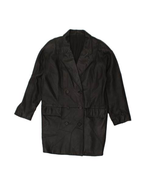 Vintage Leather Coat UK 10 Small In Black - view 1