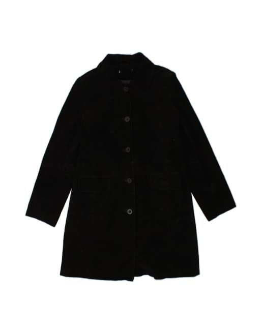 Vintage Leather Coat UK 12 Medium In Black