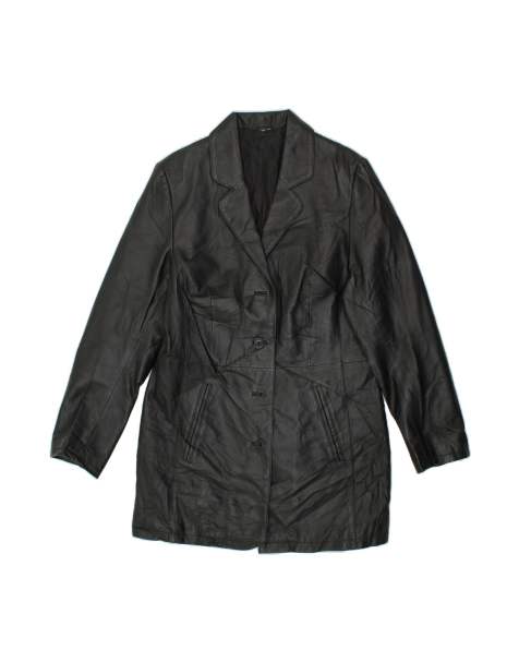 Vintage Leather Coat UK 12 Medium In Black - view 1