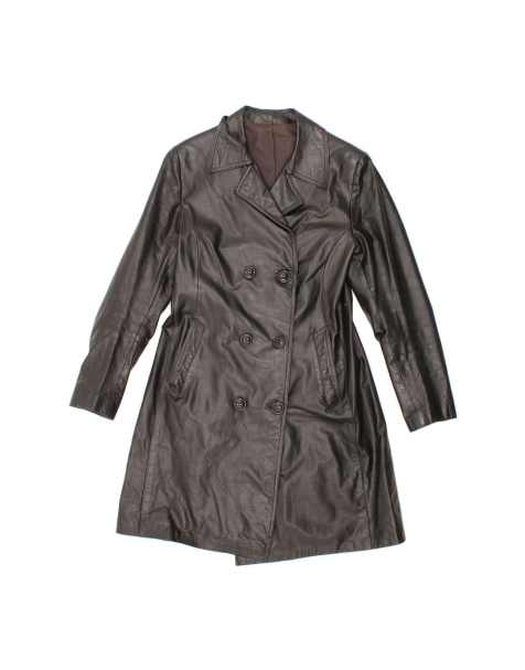 Vintage Leather Coat UK 12 Medium In Black - view 1