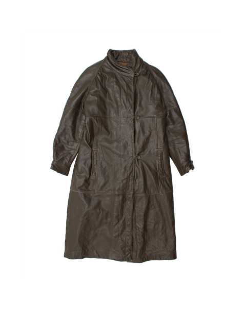 Vintage Leather Coat UK 12 Medium In Brown - view 1