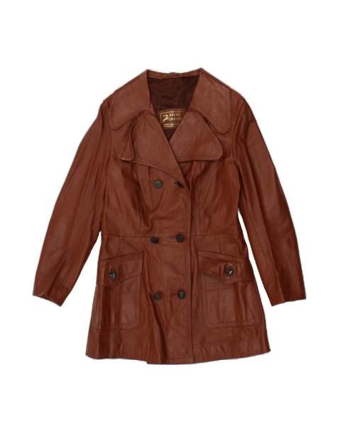 Vintage Leather Coat UK 12 Medium In Brown - view 1