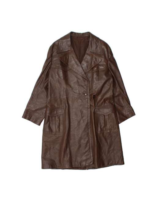 Vintage Leather Coat UK 12 Medium In Brown