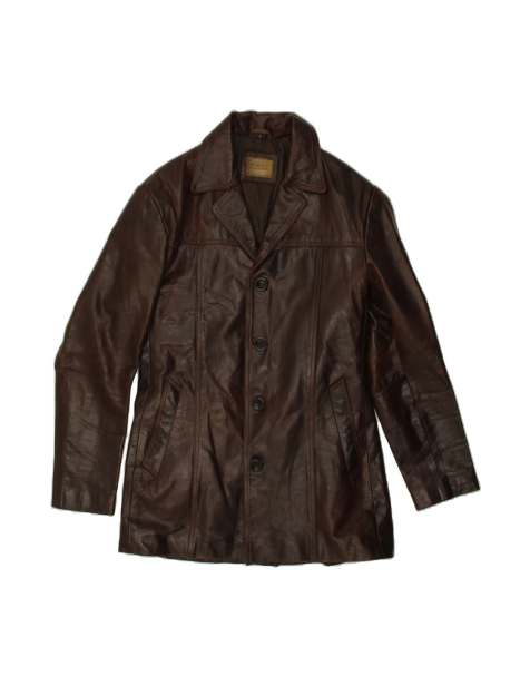 Vintage Leather Coat UK 14 Large In Brown - view 1