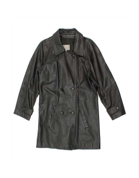 Vintage Leather Coat UK 14 Medium In Black - view 1