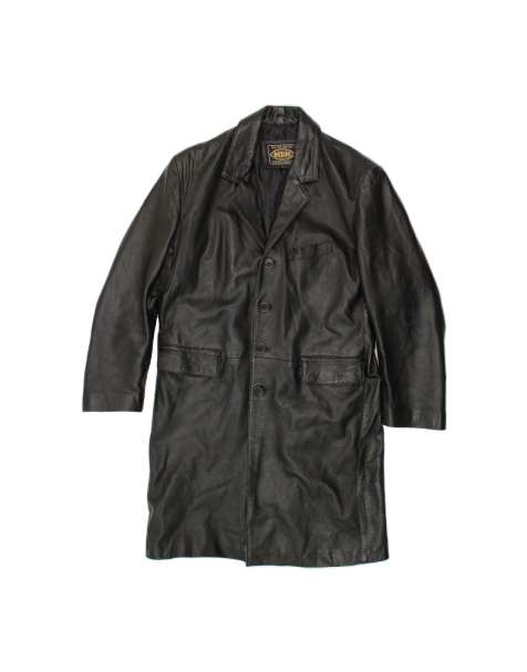 Vintage Leather Coat UK 16 Large In Black - view 1