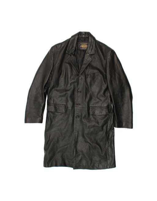 Vintage Leather Coat UK 16 Large In Black