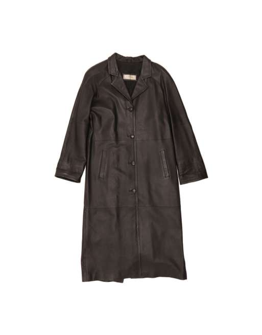 Vintage Leather Coat UK 16 Large In Black