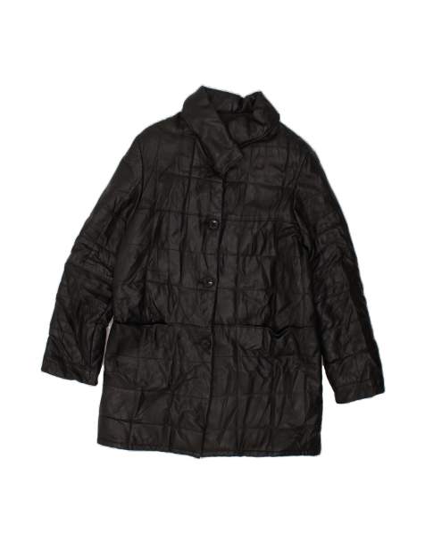 Vintage Leather Coat UK 16 Large In Black - view 1