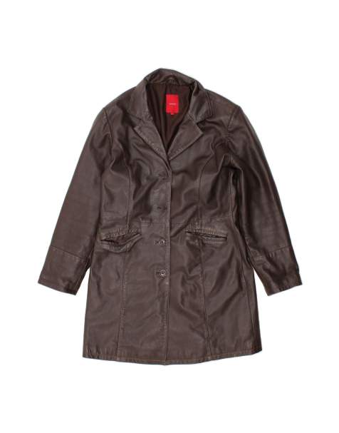 Vintage Leather Coat UK 16 Large In Brown - view 1