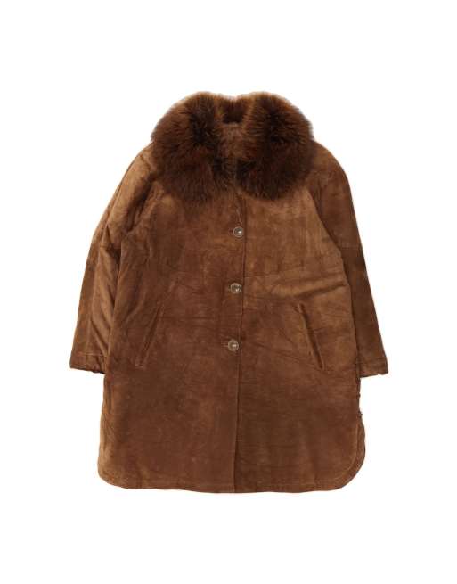 Vintage Leather Coat UK 16 Large In Brown