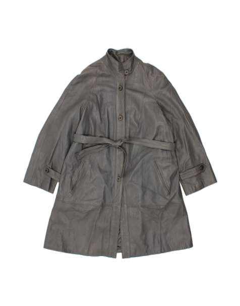 Vintage Leather Coat UK 16 Large In Grey - view 1