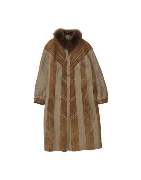Vintage Leather Coat UK 18 XL In Brown - view 1