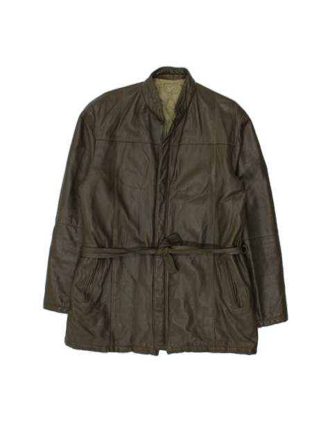 Vintage Leather Coat UK 18 XL In Green - view 1