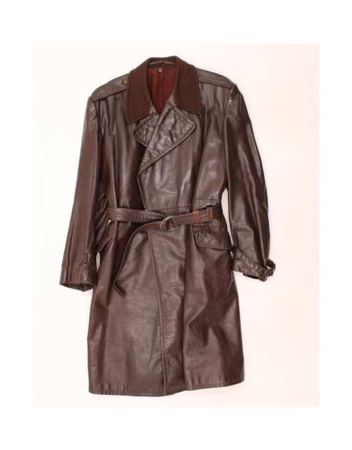 Vintage Leather Coat UK 36 Small In Brown