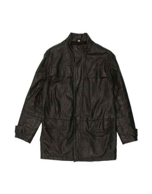 Vintage Leather Coat UK 38 Medium In Black