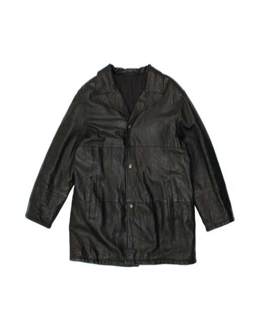 Vintage Leather Coat UK 38 Medium In Black