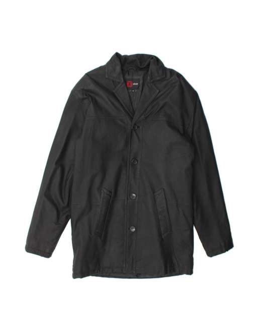 Vintage Leather Coat UK 38 Medium In Black