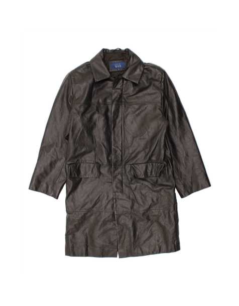 Vintage Leather Coat UK 38 Medium In Black - view 1