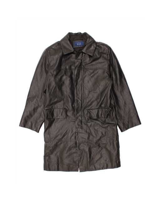 Vintage Leather Coat UK 38 Medium In Black