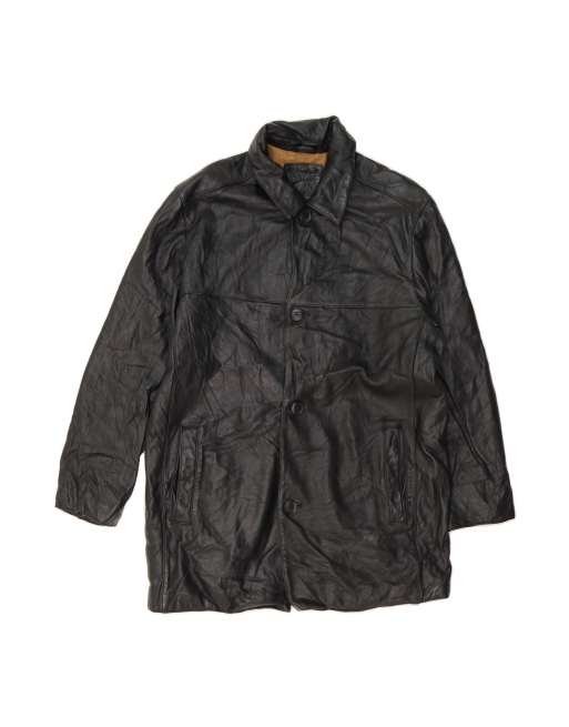 Vintage Leather Coat UK 38 Medium In Black
