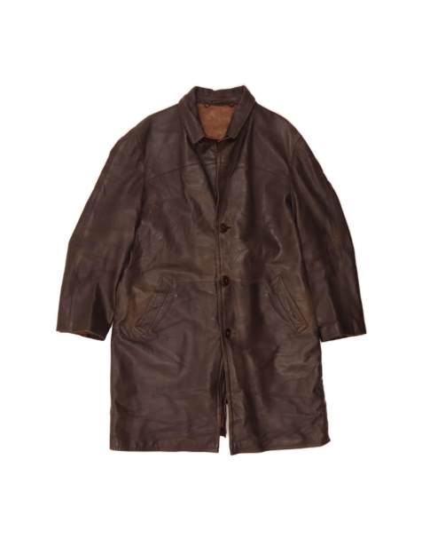 Vintage Leather Coat UK 38 Medium In Brown - view 1